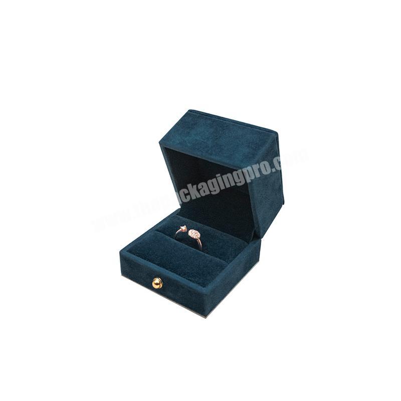 Elegant style custom logo gift velvet ring jewelry box