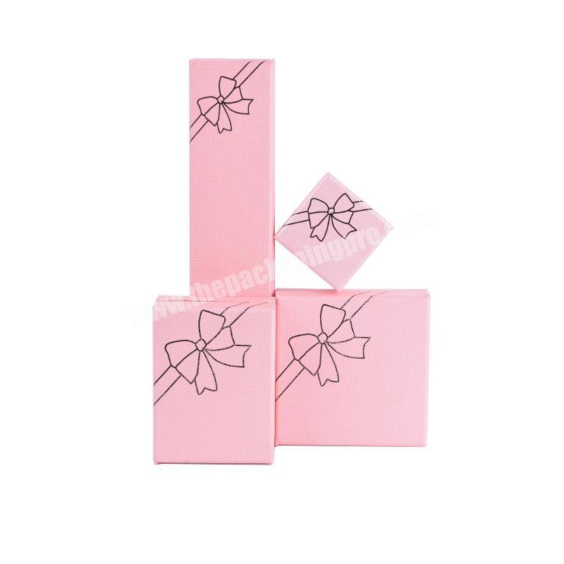 Wholesale In Stock Elegant Square Pink Gift Packaging Paper Jewelry Box