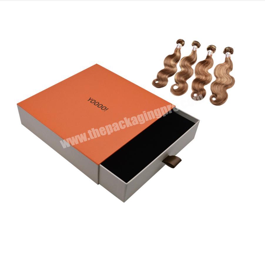 Luxury custom logo paper drawer gift box wig packaging boxes for hair extension