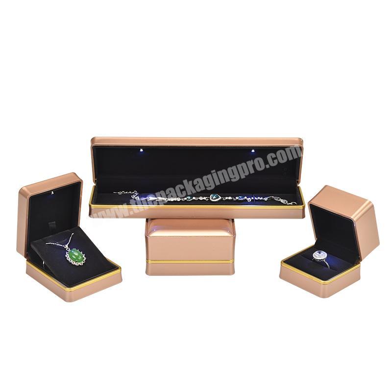factory directly custom logo printed rose gold ring necklace jewelry packaging box with led light