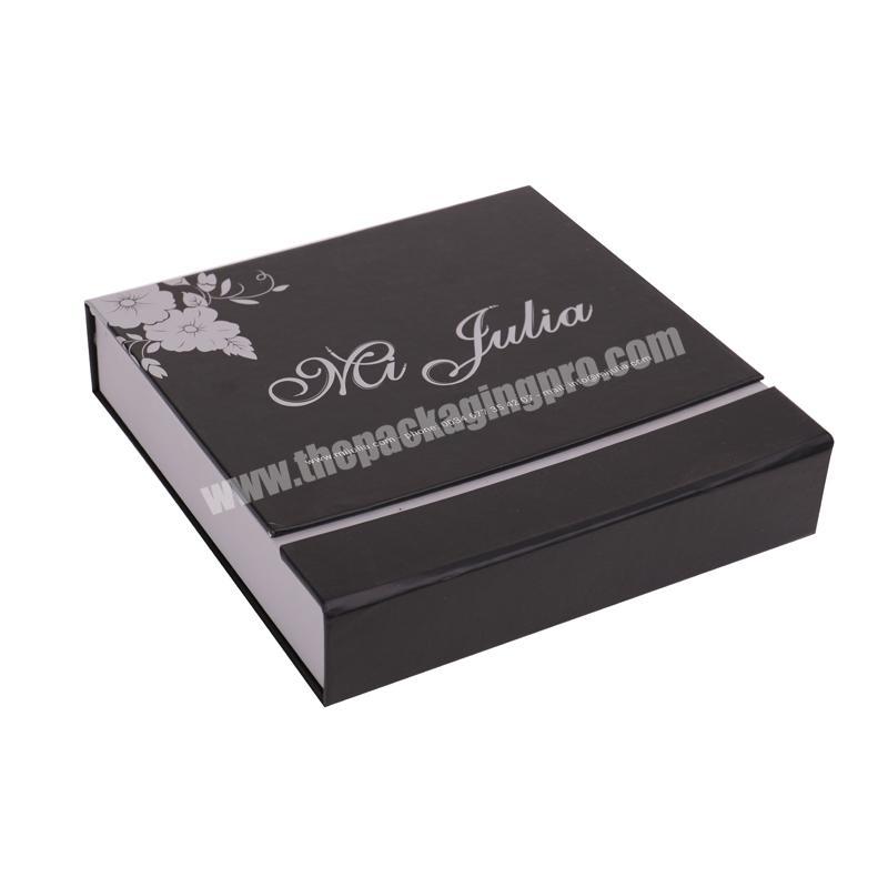 Magnetic Flap Lid Custom Design Glossy Black Cardboard Small Bottle Gift Luxury Rigid Paper Perfume Packaging Box