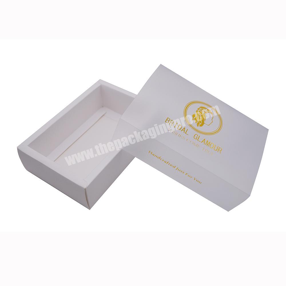 OEM White Paper Cardboard Boxes Sliding Drawer Slide Packaging Box With PVC Sleeves For Food Cosmetic Small Gift Makeup