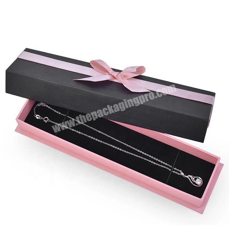 elegant ribbon cardboard paper necklace bracelet packing jewelry custom box