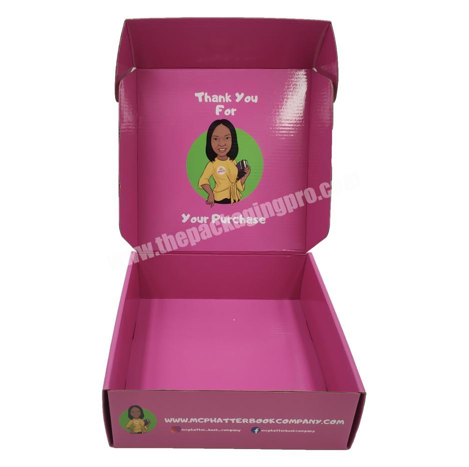 Custom pink mailer box paper corrugated packaging boxes for clothes books