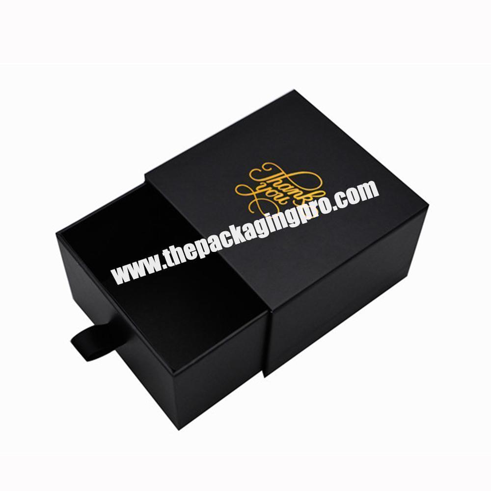 Custom black hot stamping foil  rigid paper box packaging for jewelry