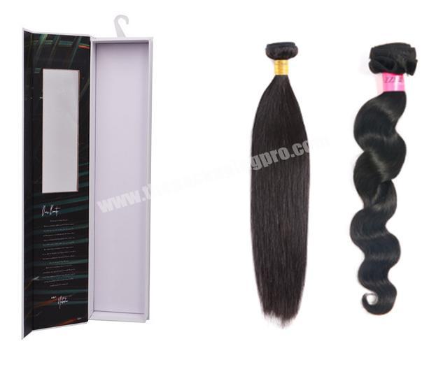 Wholesale Luxury PVC Window Display Customized Logo With Hair Extensions Wigs Packaging Cardboard Magnetic Clamshell Gift Box