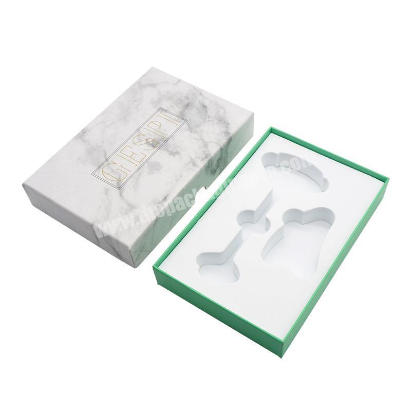 Custom Logo Marble Print Lid and Base Rigid Beauty Gift Packaging Jade Roller and Gua Sha Set Box