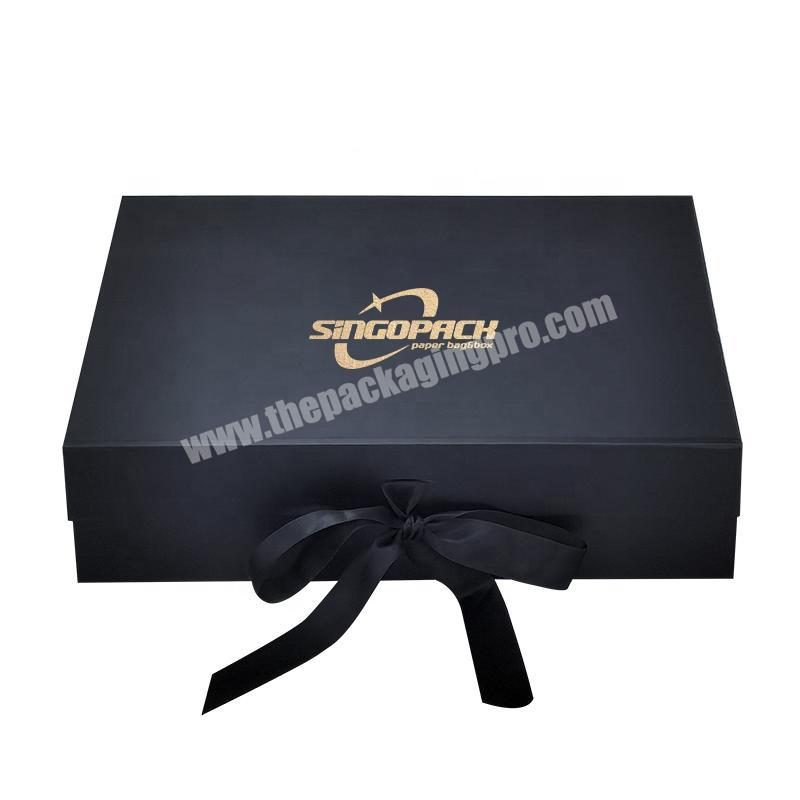 Recommended Custom Magnetic Recycled Hamper Gift Paper Boxes Ribbon Foldable Storage boite cadeau