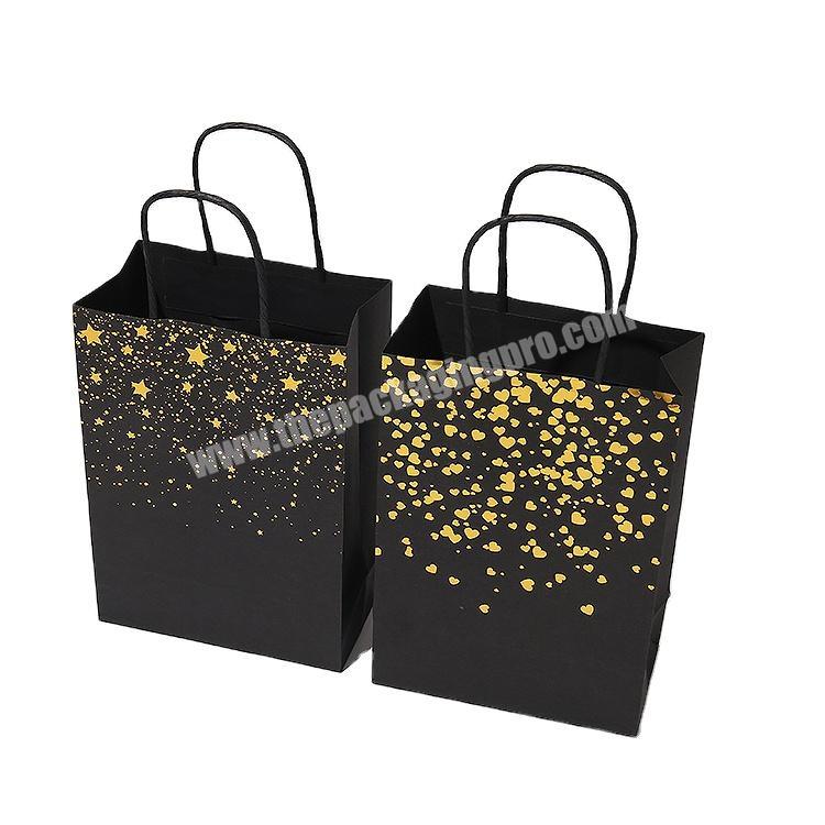 Custom Print Custom Black Gift Paper Bag Paper bag dotted with stars