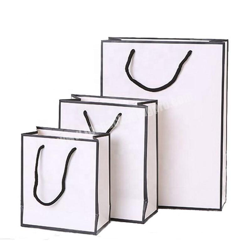 Custom Logo Printed White Paper Gift Clothes Bags Garment Bulk With Handles