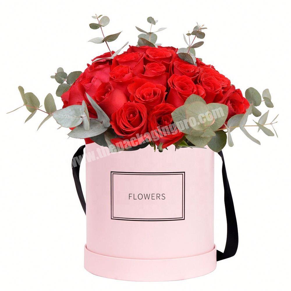 luxury custom logo printed round pink cardboard wholesale rose box