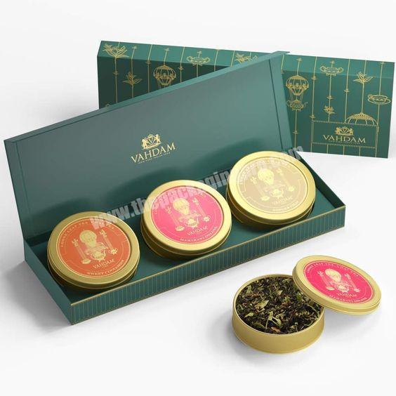 Elegant High Quality Luxury Tea Box Magnet Flat Type Lid Box For Tea Matte/Gloss Lamination Grey Board/Cardboard/Kraft Paper Box