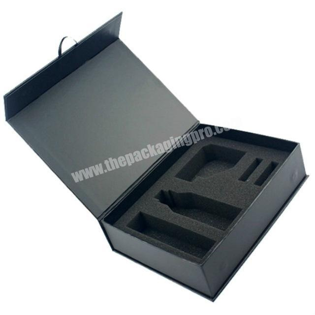Custom Full Matte Black Printed Magnetic Closure Gift Box with Foam Insert