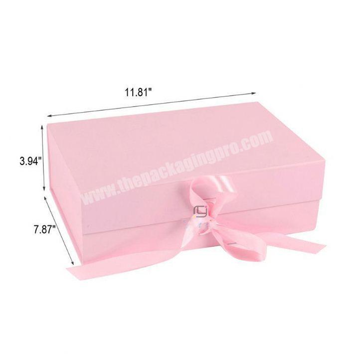 Customized Pink Gift Card Box Magnetic Box With Elegant Ribbon Manufacture