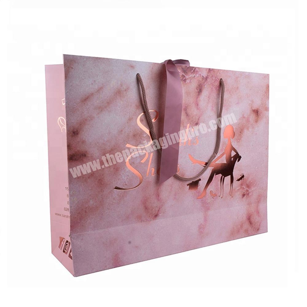 Top quality luxury customized gold foiled logo paper shopping bag with handle paper bag
