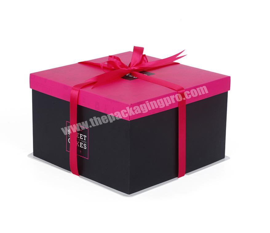 Custom Printing Lid And Base Cardboard Rigid Paper Food Packaging Square Party Sweet Cake Gift Box