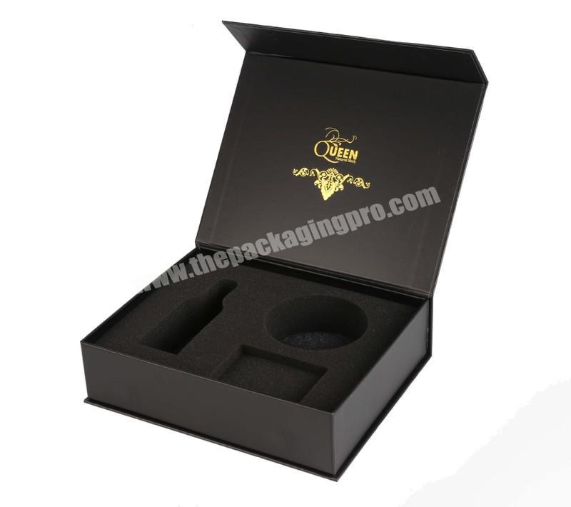 Guangzhou Custom Logo Folding Black Paper Flat Packing Luxury Magnetic Gift Boxes Wholesale