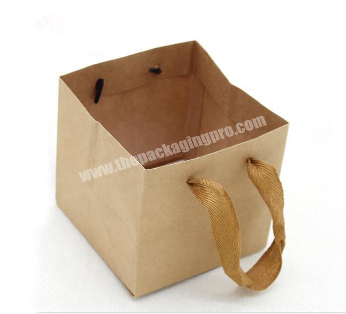Square Craft Paper Bags Brown Customized Multiple Sizes For Food To Go