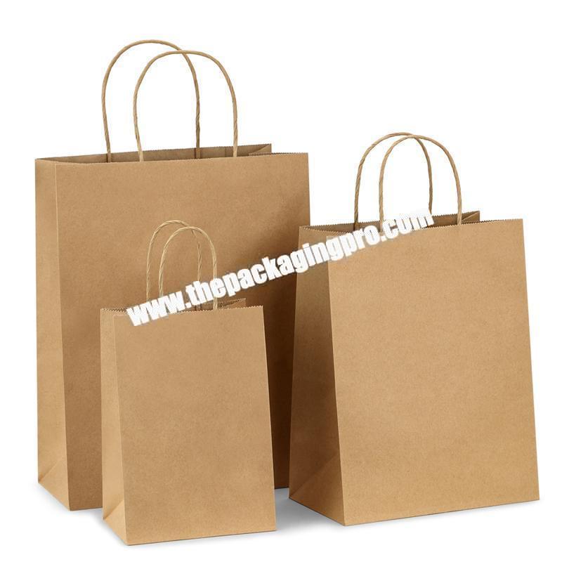 Custom Printed  Brown Kraft Shopping Paper Bag With Handles