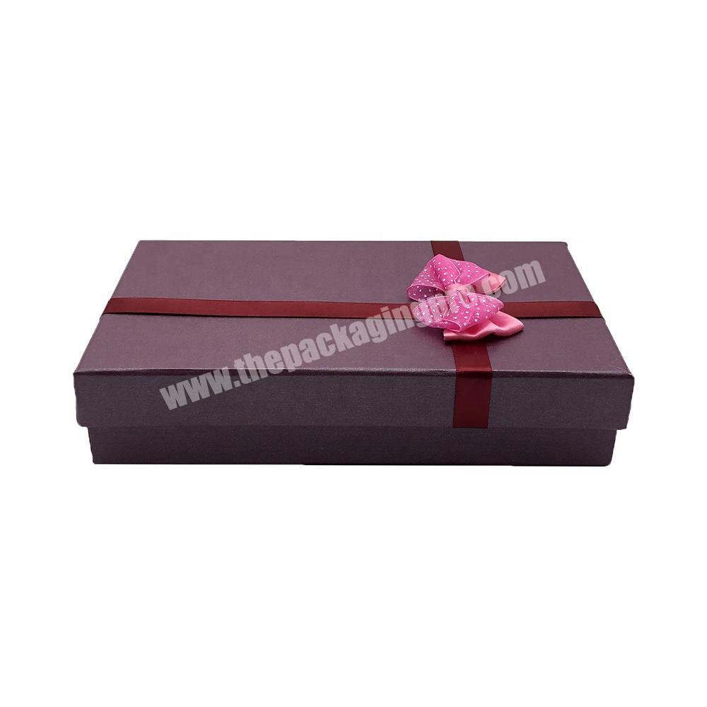 Wholesales Custom Purple Present Bow Knot Paper Gift Box Valentines Inventory