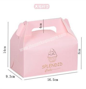 customized pink printed cupcake box with handle