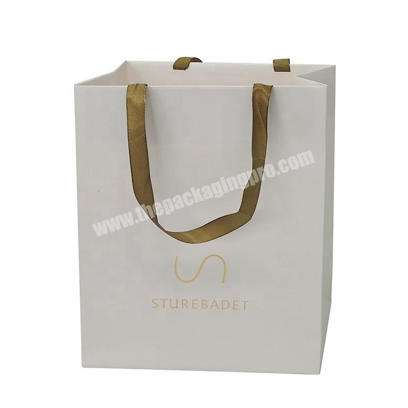 Eco-Friendly Gift Bag Foil Logo Paper Bag Small Craft With Ribbon Handles