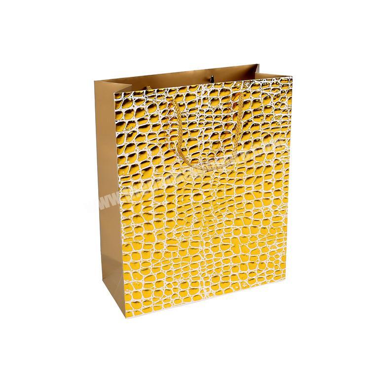 Promotional High Quality Decorative Golden Lining Easy Carry Paper Bags With Gold Handles