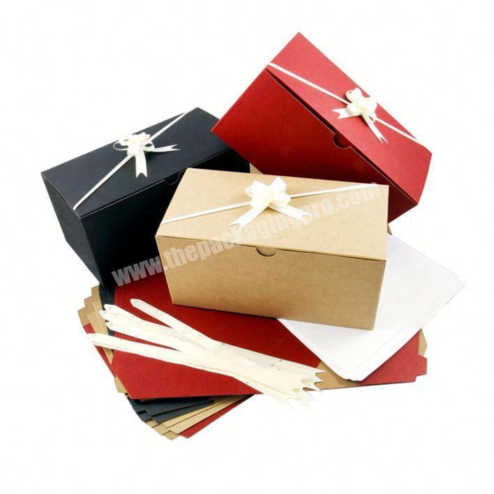 Custom Cheap Craft Paper Gift Box with Ribbon
