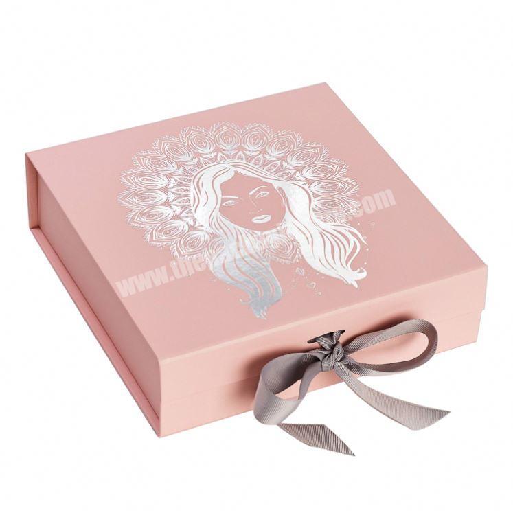Wholesale custom logo cardboard paper rose gold bridesmaid gift box packaging