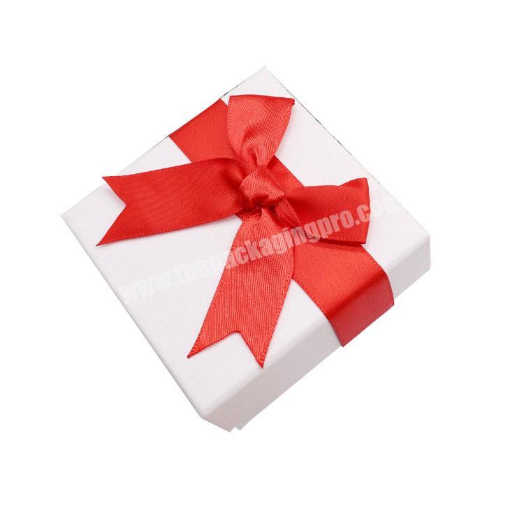 White Custom Logo Luxury Jewelry Gift Box With Ribbon Closure