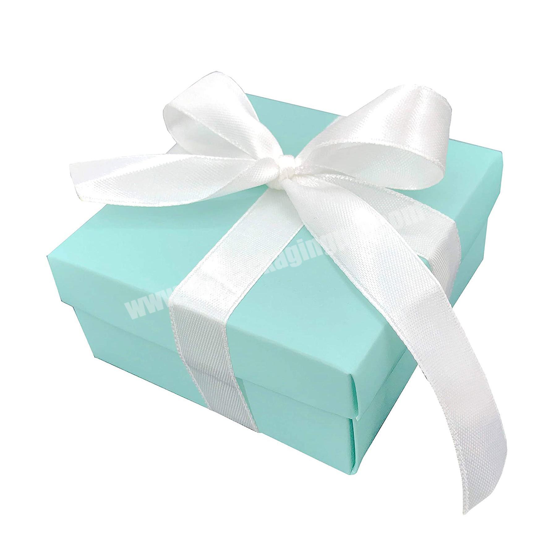 Custom Logo Small Square Teal Wedding Favors Candy Packaging Tiffany Blue Gift Box with Lid