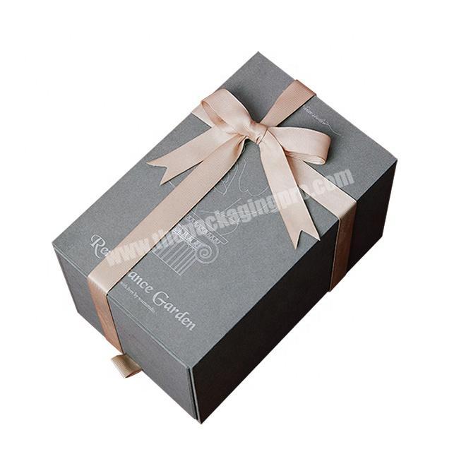 Custom Logo Elegant Paper Drawer Perfume Box Cardboard Package Box With Ribbon