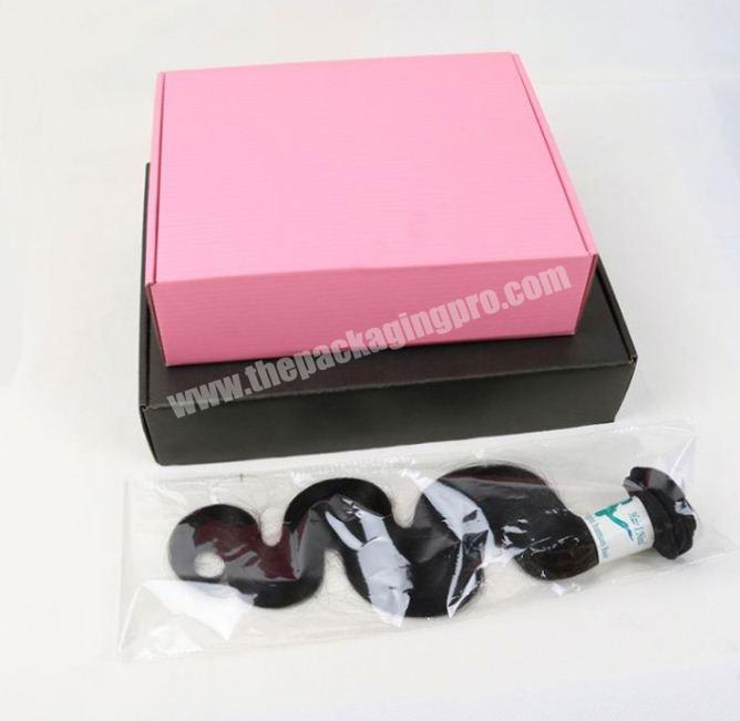 Custom size foldable pink corrugated wig packaging box