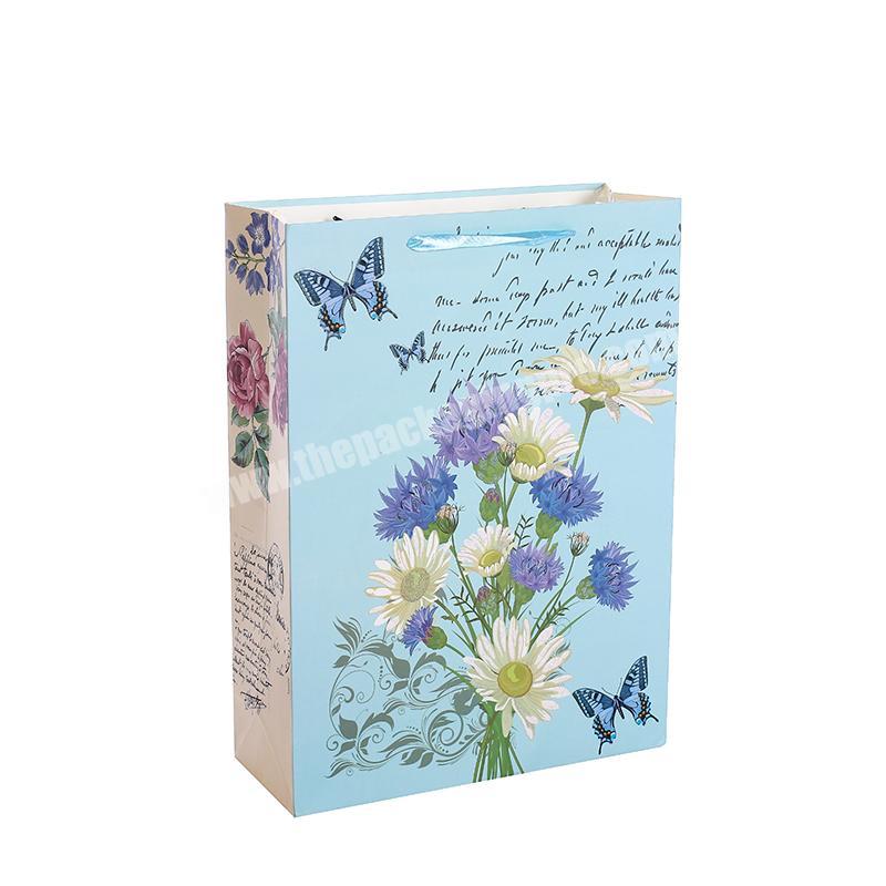 Fashionable Full Color Fancy Flower Print Christmas Gift Wrapping Paper Bag