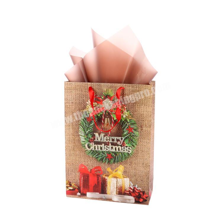 Wholesale Eco-friendly Cheap Brown Shopping Bag Portable Christmas Paper Gift Bags With Handle