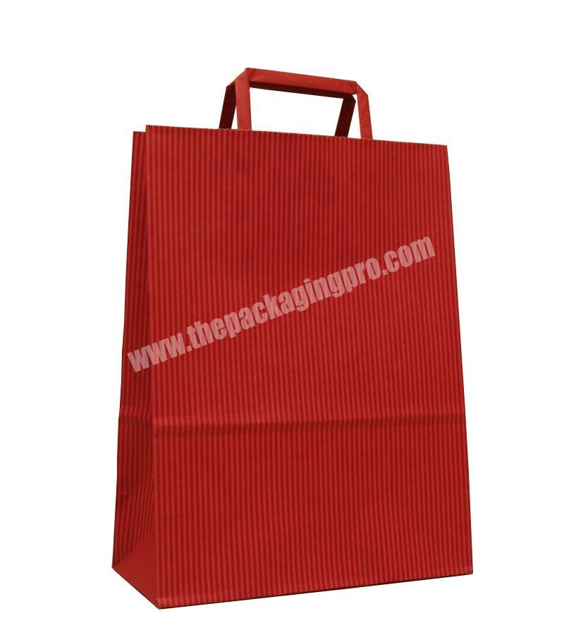 Customized Logo Craft Paper Bag Red Shopping Paper Bag With Flat Paper Handle