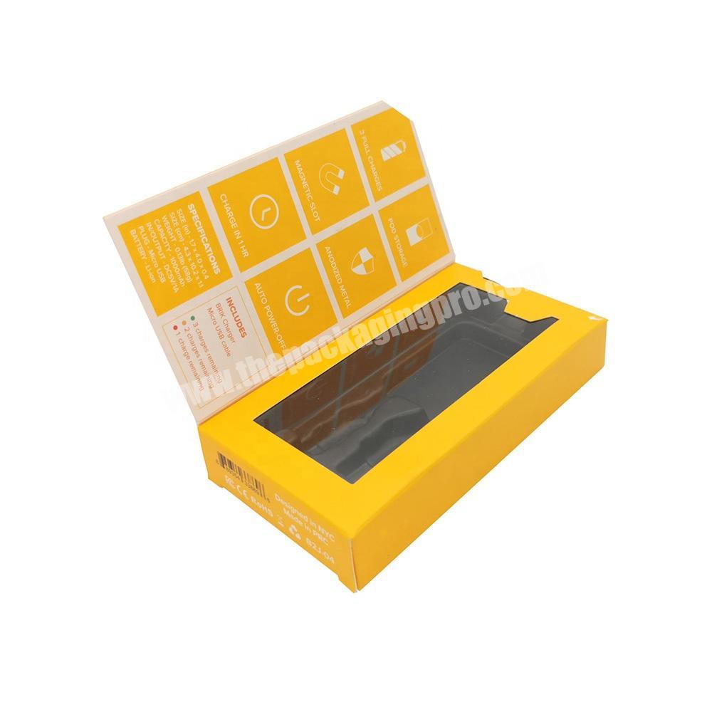 Custom Small Yellow Double Door Paper Gift Boxes Wholesale With PVC Tray