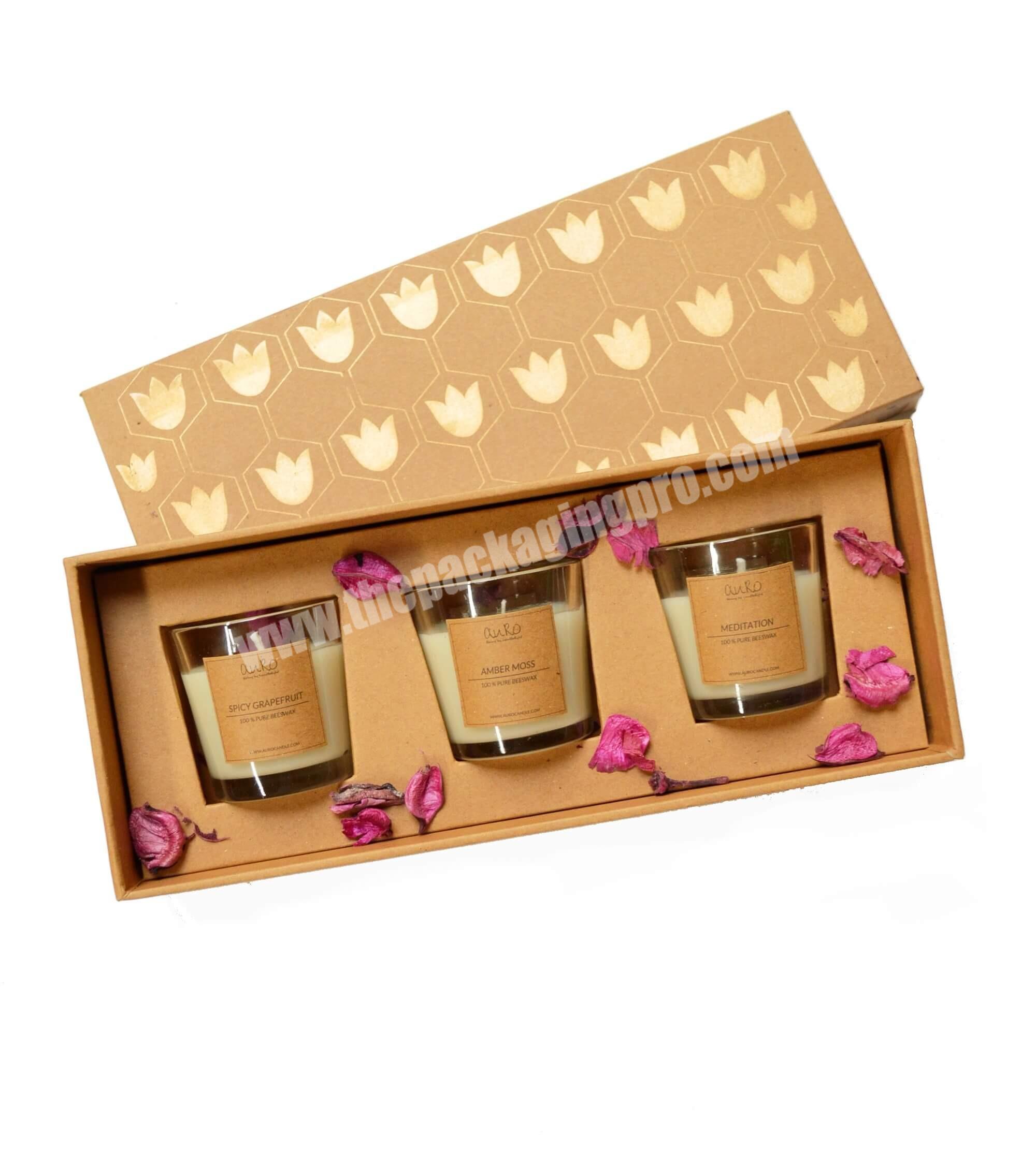China Supplier Recyclable Kraft Paperboard Scented Candle Box Packaging, Custom Candle Gift Box