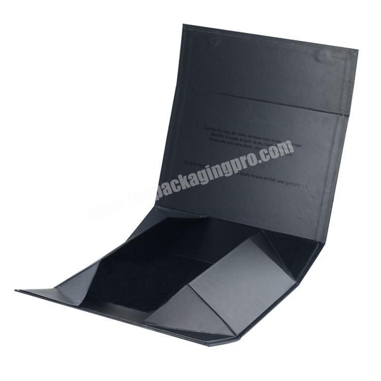 2020 Luxury Black Hardcover Rigid Paper Packaging , Custom Logo Printed Foldable Cardboard Flat Pack Gift Box with UV logo