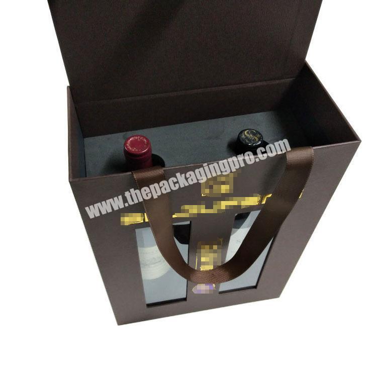 wholesale High quality Custom Cardboard Wine Clear Pvc Lid Rectangle Shape Gift Box