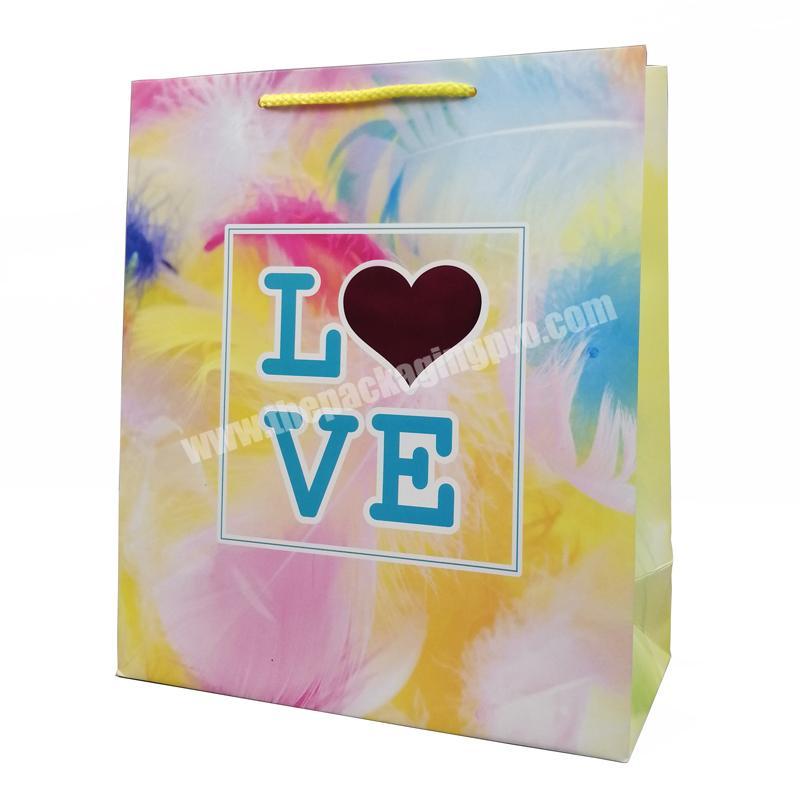 Promotion 4C Full Color Print Stock Hot Stamping Gift Paper Shopping Bag With Handle