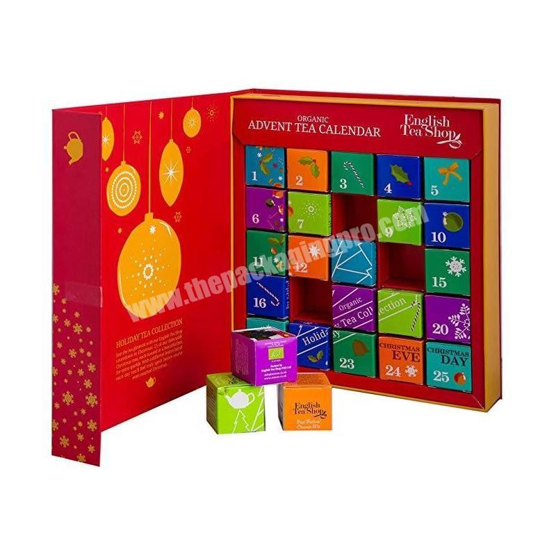 Luxury Custom Rigid Cardboard Advent Calendar Gift Boxes for Advent Calendar Christmas Packaging