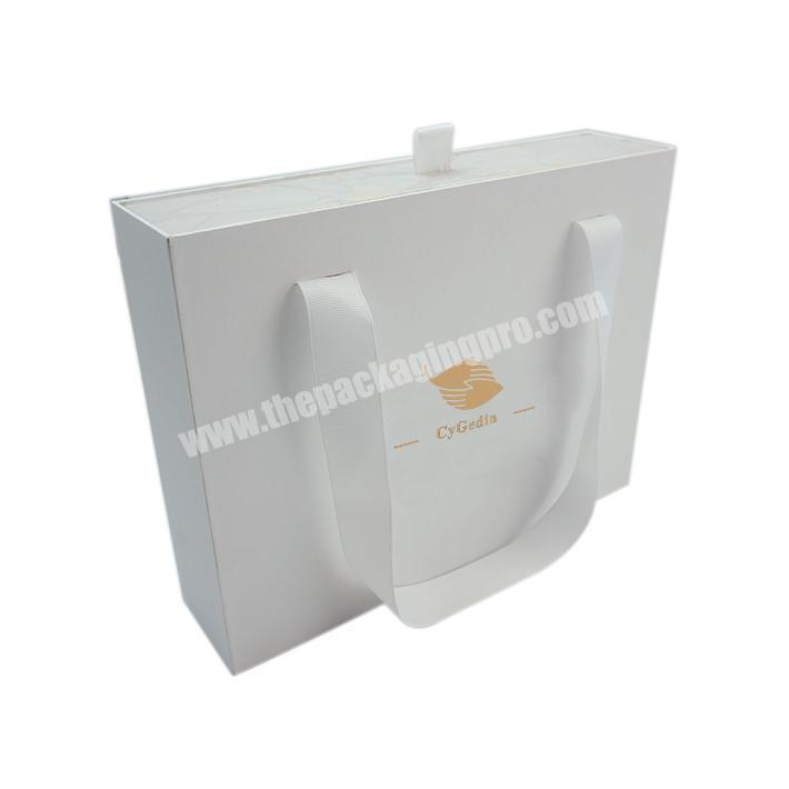 Personalized Top Fashion Dress T-shirt Jacket Sliding Cardboard Box Apparel White Drawer Box with Ribbon Gift Packaging Cygedin