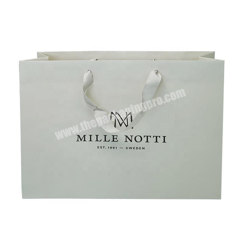 Large Size Paper Bag Custom Print Logo Luxury Packaging Shopping Gift Bags With Ribbon Handles