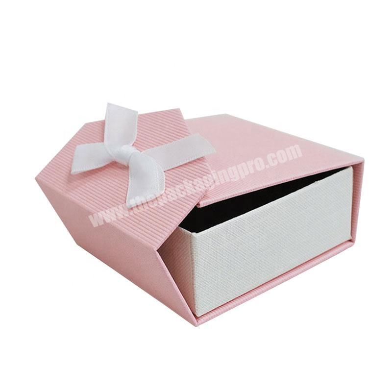 High Quality Pink Jewelry Packing Box Cardboard Gift Boxes Ribbon With Magnetic Closure