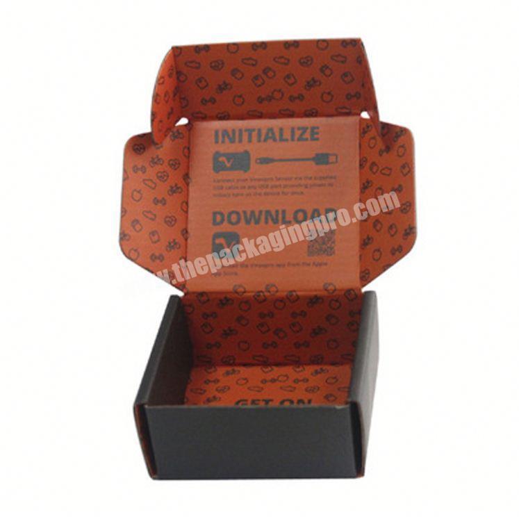 Professional printing logo black shipping carton cardboard packaging E-flute corrugated box