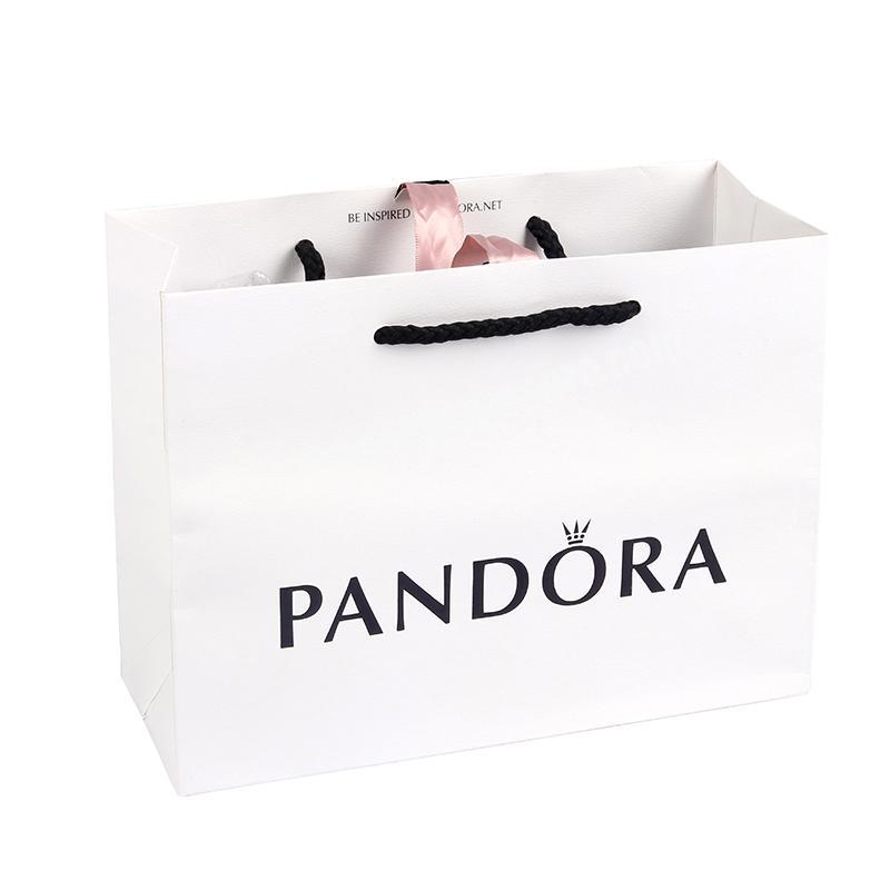 Customized with Black Logo Ribbon Tie Shopping Paper Gift Bags