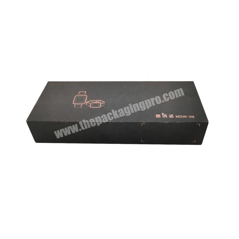 Custom Luxury Matte Black Electronic Watch Gift Box With Paper Accessory