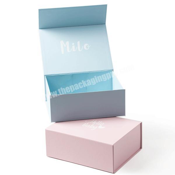 High End Simple Design Baby Blue Baby Pink Folding Paper Box Book Box For Baby Items