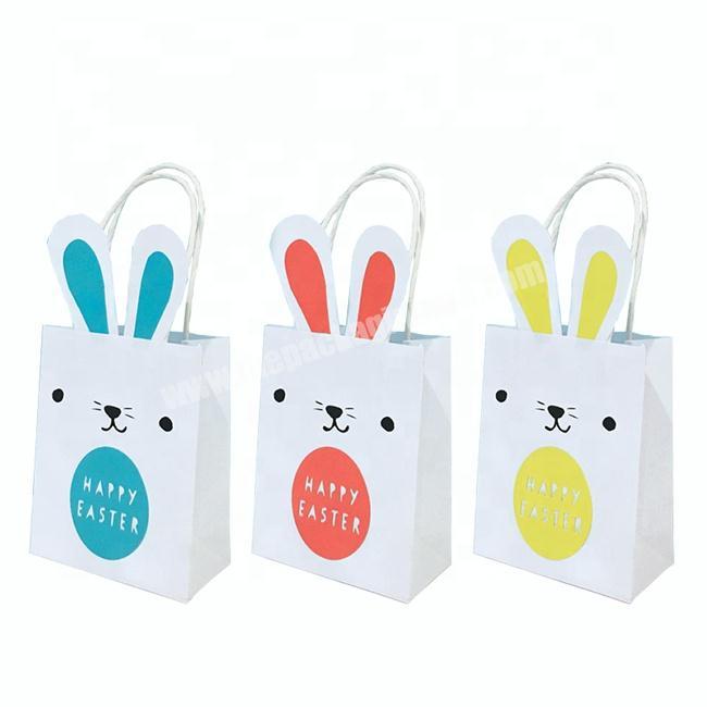 Paper Gift Bags Small White Easter Rabbit Animals Printing